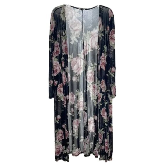 ❤️ URBAN ROSE BLACK FLORAL KIMONO  Transparent duster Size medium - Picture 2 of 5